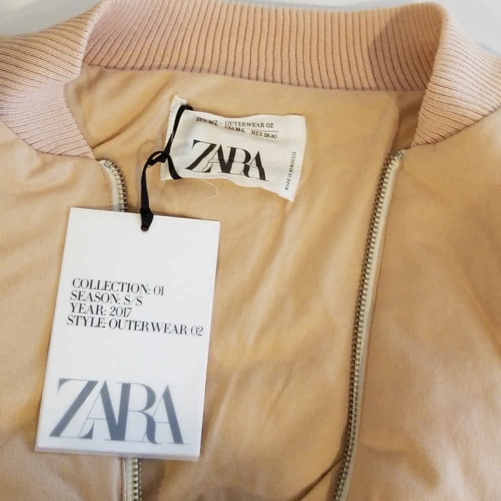 Zara Studio Plush Double Zipper Bomber Jacket M-L - Picture 5 of 6